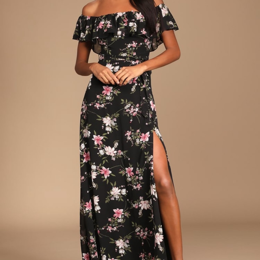 Black floral maxi